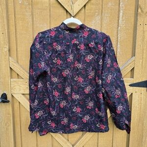 Vintage Pykettes Ruffle Floral Patterned Long Sleeve Blouse